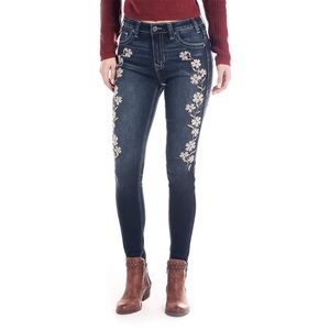Rock & Roll Cowgirl floral embroidery skinny jeans